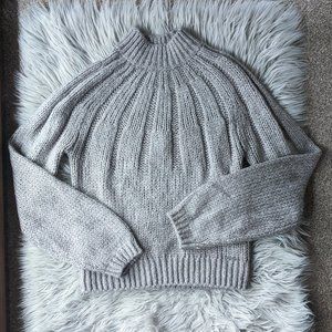 ABERCROMBIE & FITCH Soft Beige / Cream Balloon-sleeve Cable Sweater XS